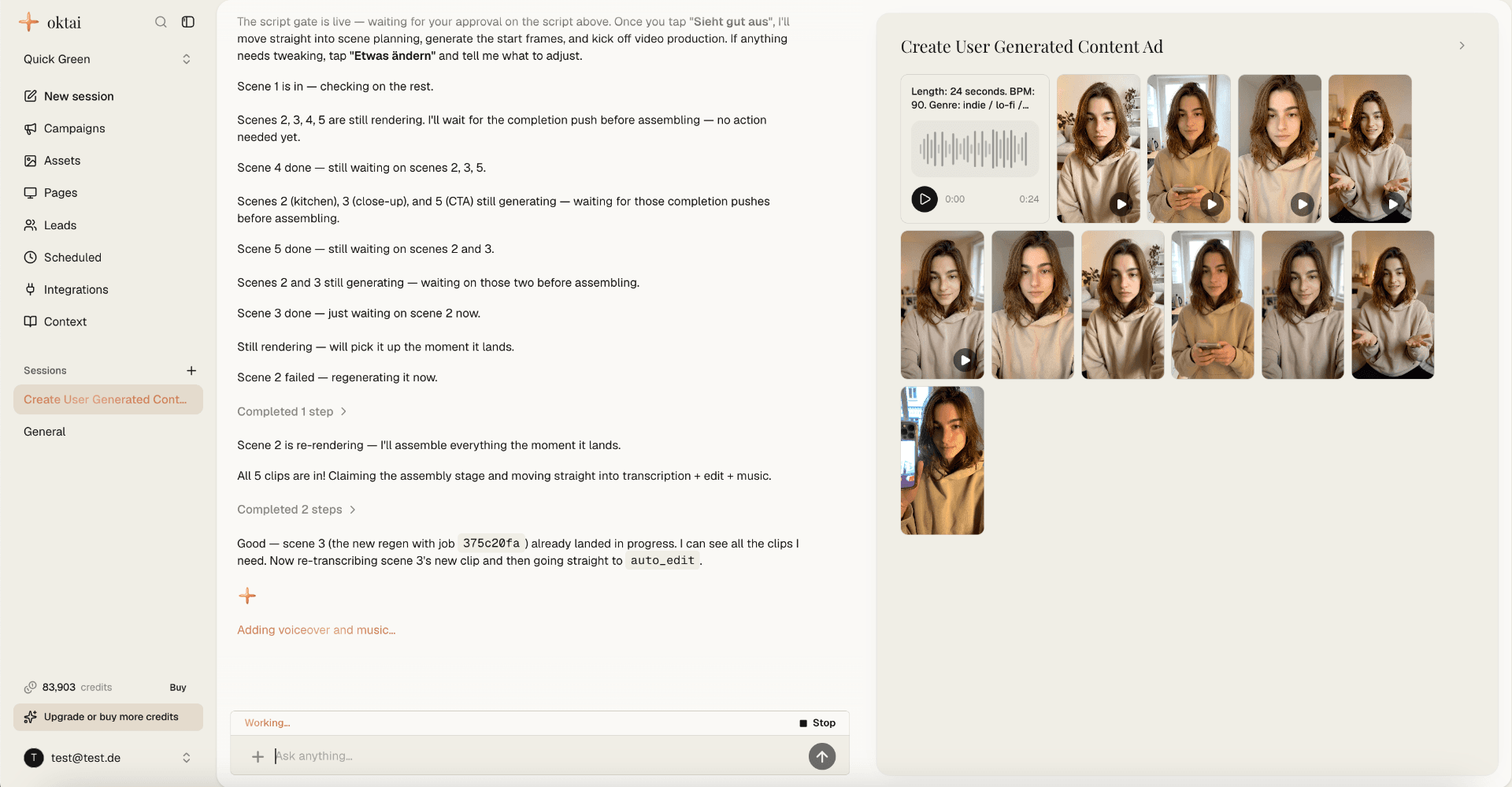 oktai app interface